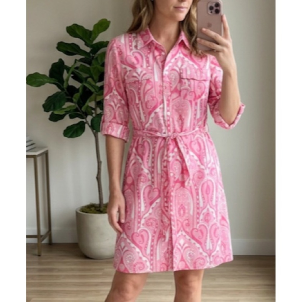 J. McLaughlin Gilchrist Paisley Shirt Dress Catalina SMALL Corpcore Travel NWOT